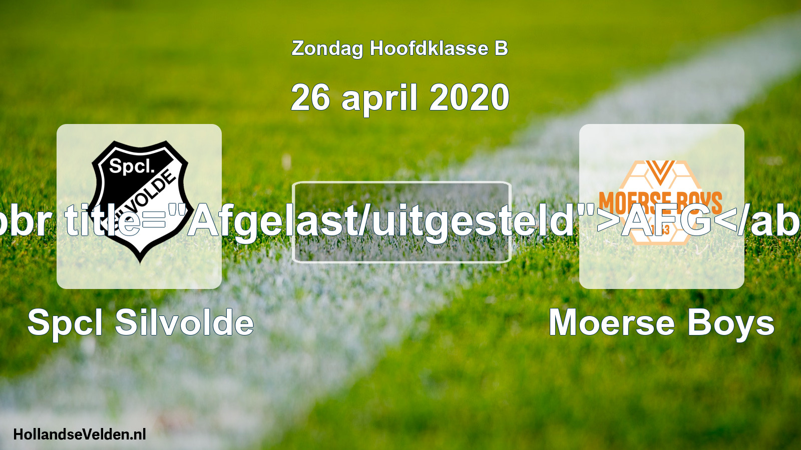 Scheduled Match: Spcl Silvolde - Moerse Boys (26 April 2020)