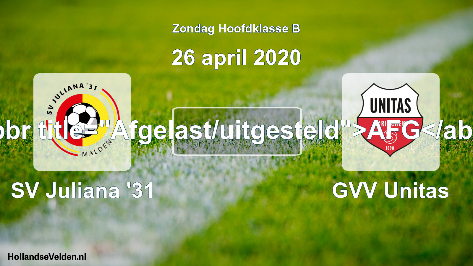 Scheduled Match: SV Juliana '31 - GVV Unitas (26 April 2020)
