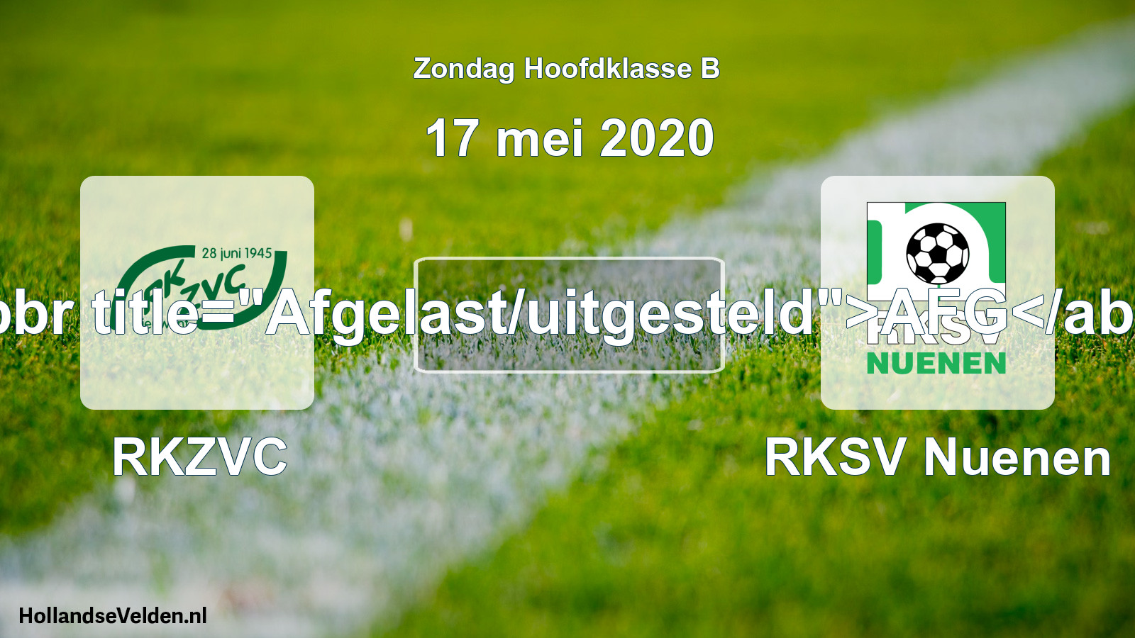 Scheduled Match: RKZVC - RKSV Nuenen (17 May 2020)