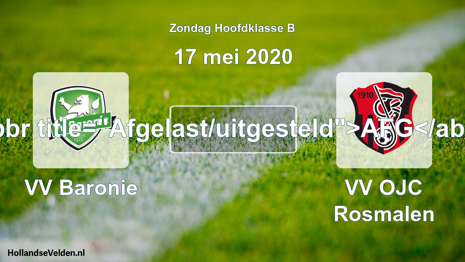 Scheduled Match: VV Baronie - VV OJC Rosmalen (17 May 2020)
