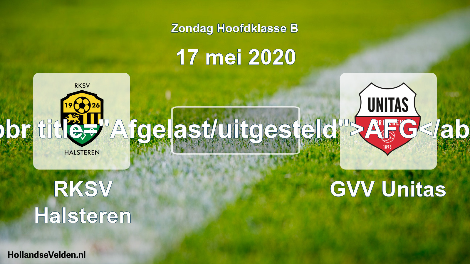 Scheduled Match: RKSV Halsteren - GVV Unitas (17 May 2020)