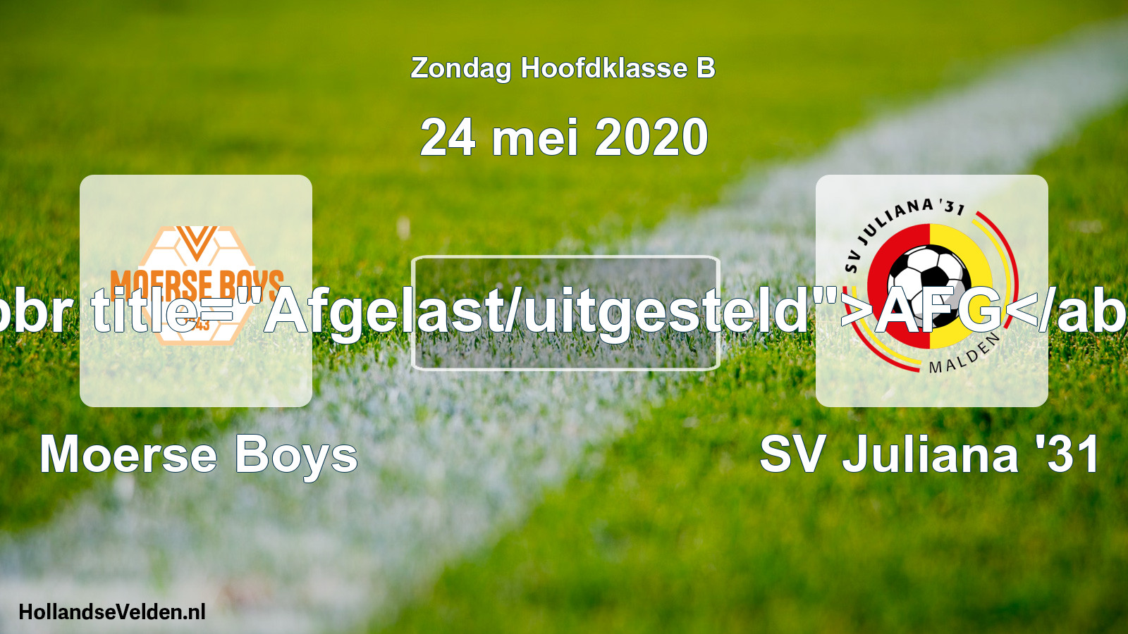 Scheduled Match: Moerse Boys - SV Juliana '31 (24 May 2020)