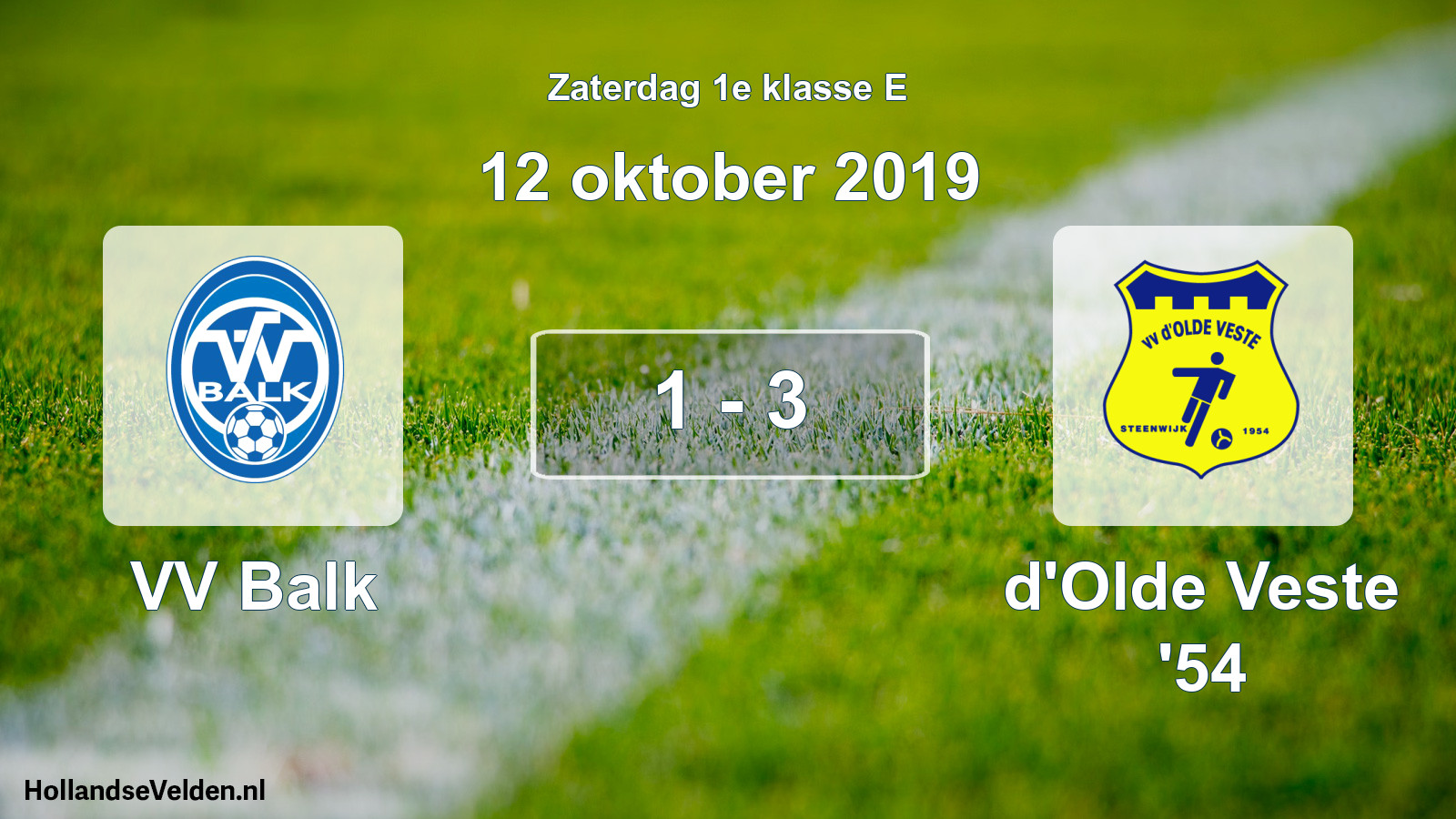 Total number of matches played: VV Balk - d'Olde Veste '54 1 - 3 (12 October 2019)