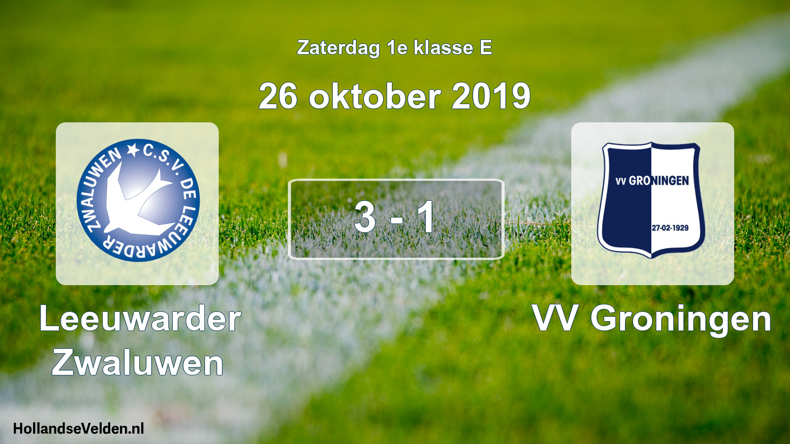 Total number of matches played: Leeuwarder Zwaluwen - VV Groningen 3 - 1 (26 October 2019)