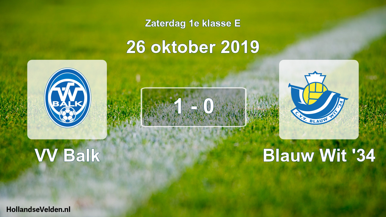 Total number of matches played: VV Balk - Blauw Wit '34 1 - 0 (26 October 2019)