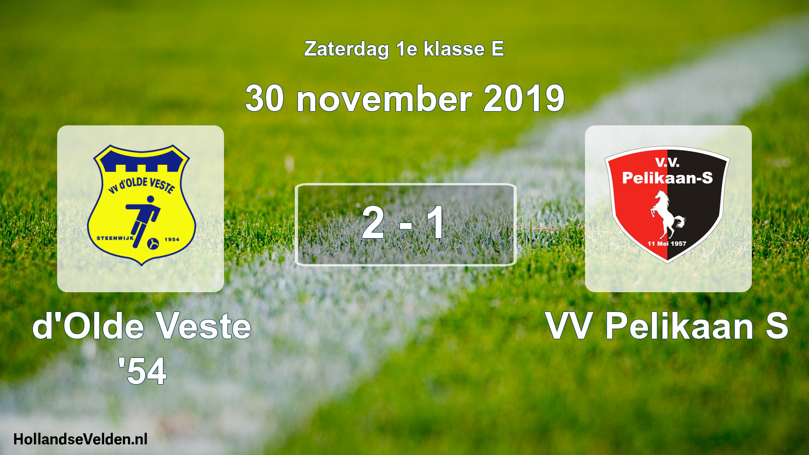 Total number of matches played: d'Olde Veste '54 - VV Pelikaan S 2 - 1 (30 November 2019)