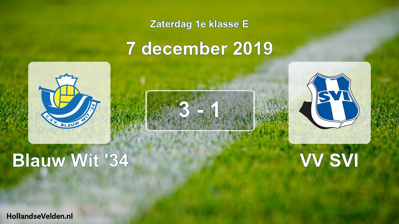 Total number of matches played: Blauw Wit '34 - VV SVI 3 - 1 (7 December 2019)