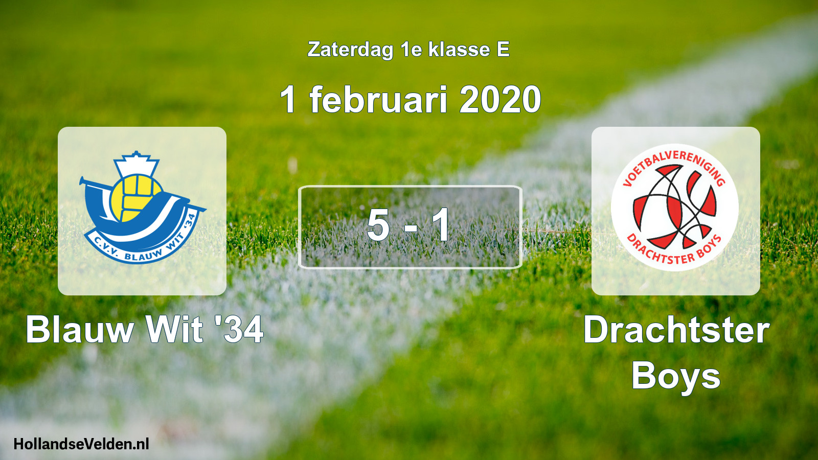 Total number of matches played: Blauw Wit '34 - Drachtster Boys 5 - 1 (1 February 2020)