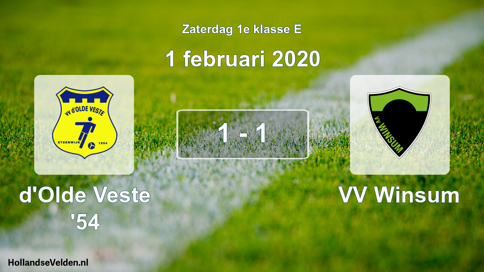 Total number of matches played: d'Olde Veste '54 - VV Winsum 1 - 1 (1 February 2020)