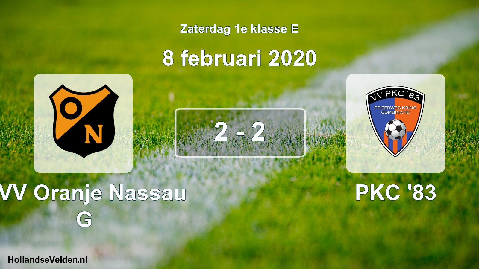 Total number of matches played: CVV Oranje Nassau G - PKC '83 2 - 2 (8 February 2020)