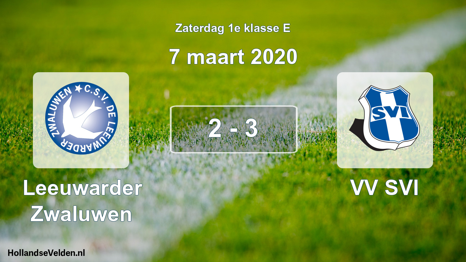 Total number of matches played: Leeuwarder Zwaluwen - VV SVI 2 - 3 (7 March 2020)