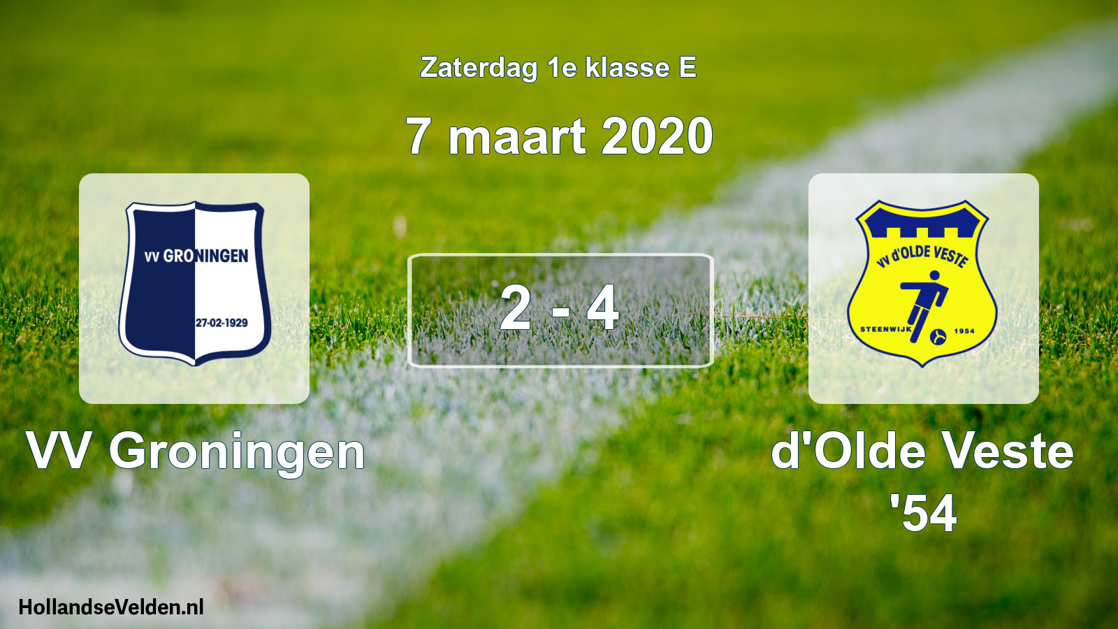 Total number of matches played: VV Groningen - d'Olde Veste '54 2 - 4 (7 March 2020)