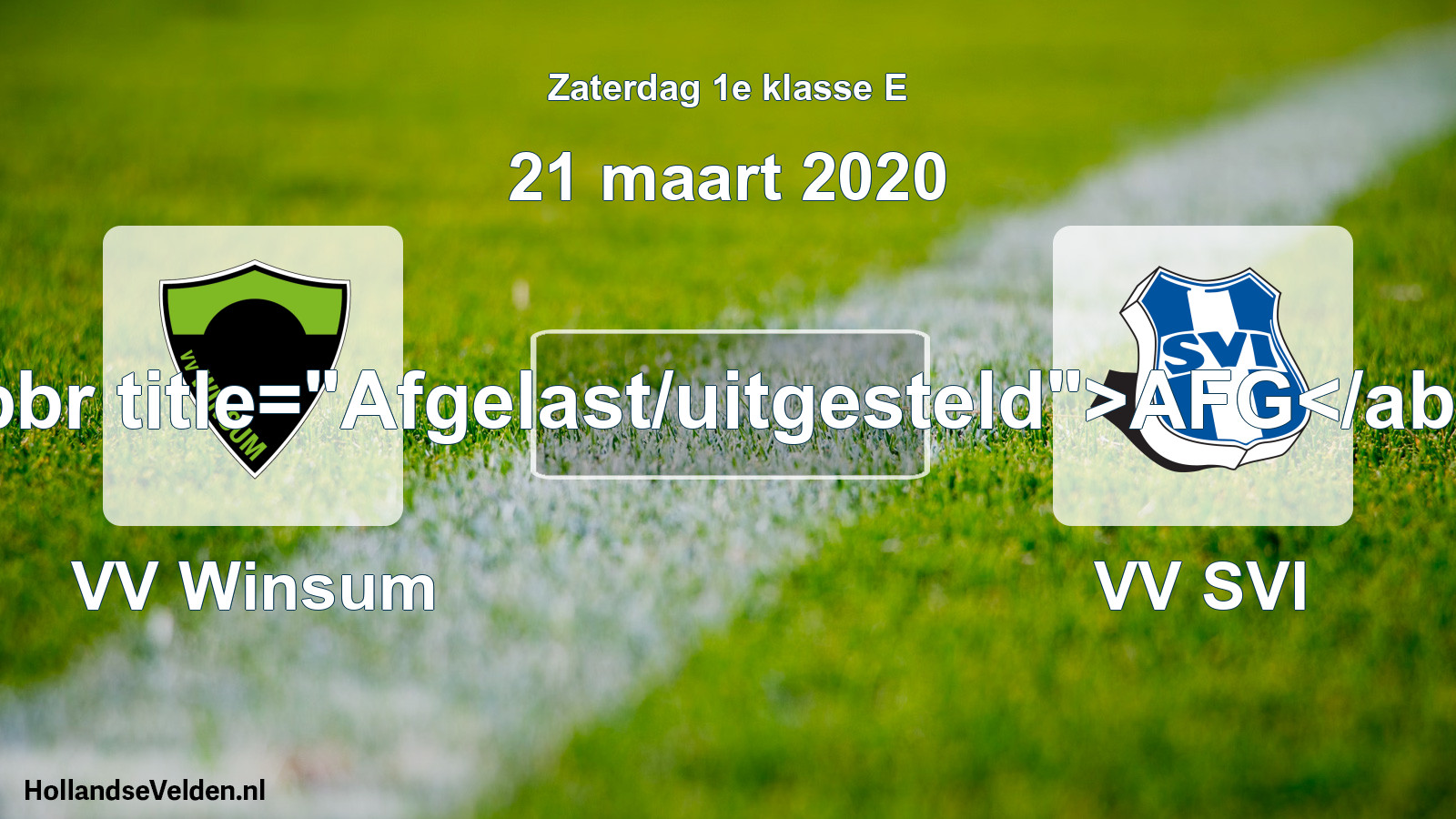 Scheduled Match: VV Winsum - VV SVI (21 March 2020)