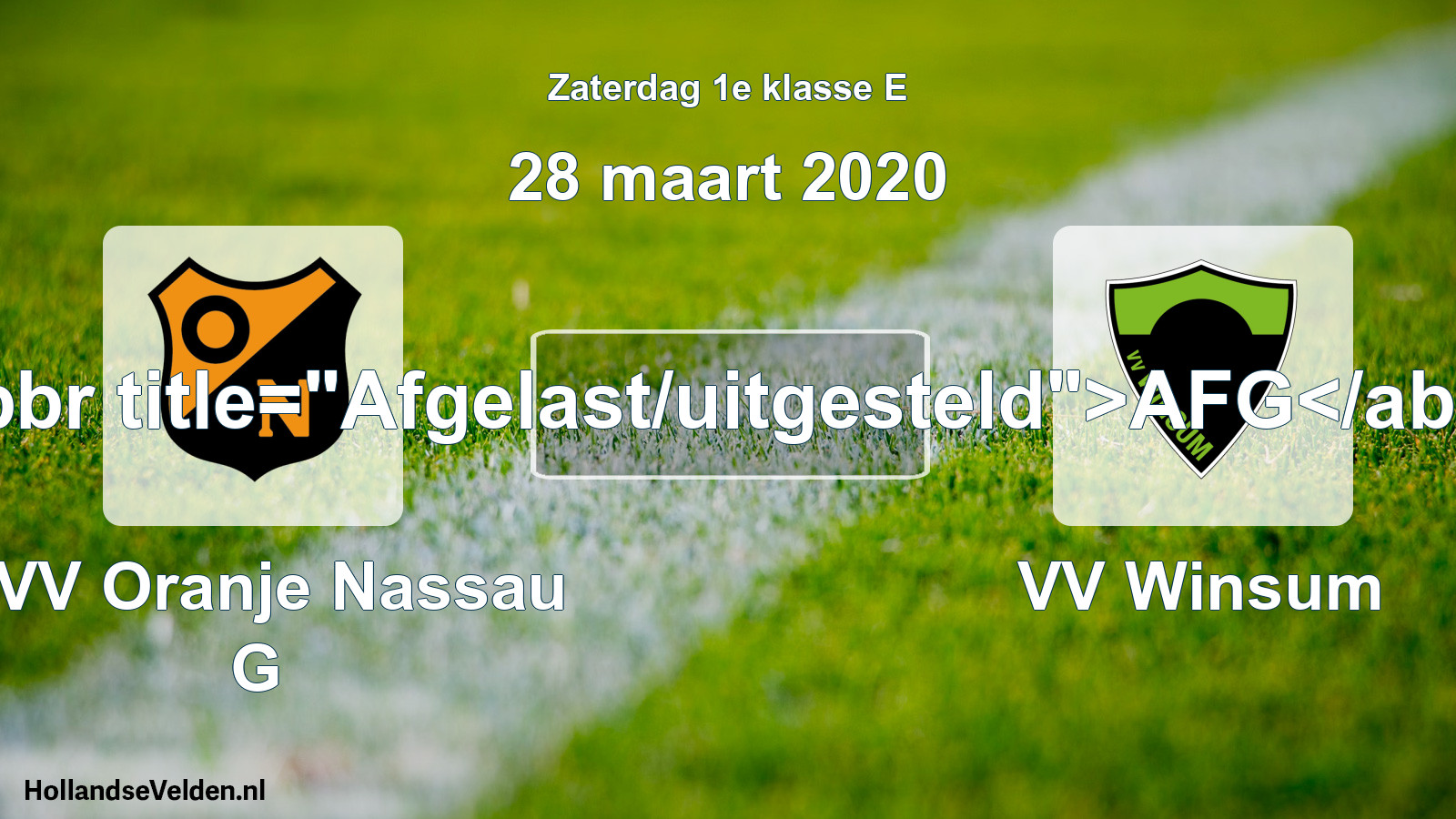 Scheduled Match: CVV Oranje Nassau G - VV Winsum (28 March 2020)