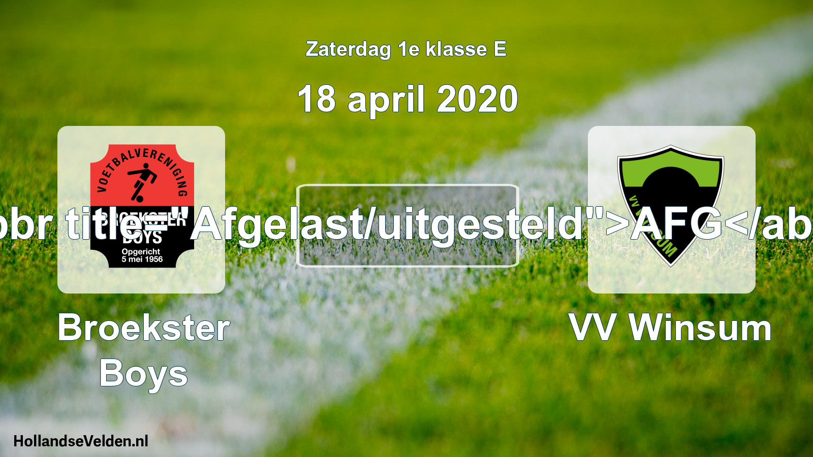 Scheduled Match: Broekster Boys - VV Winsum (18 April 2020)