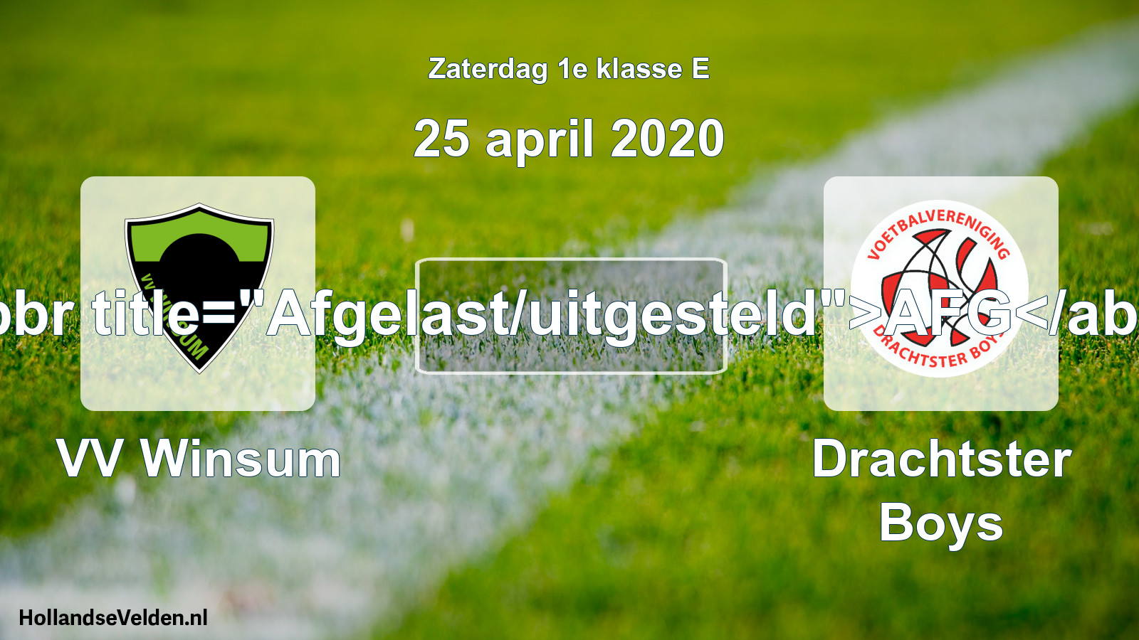 Scheduled Match: VV Winsum - Drachtster Boys (25 April 2020)