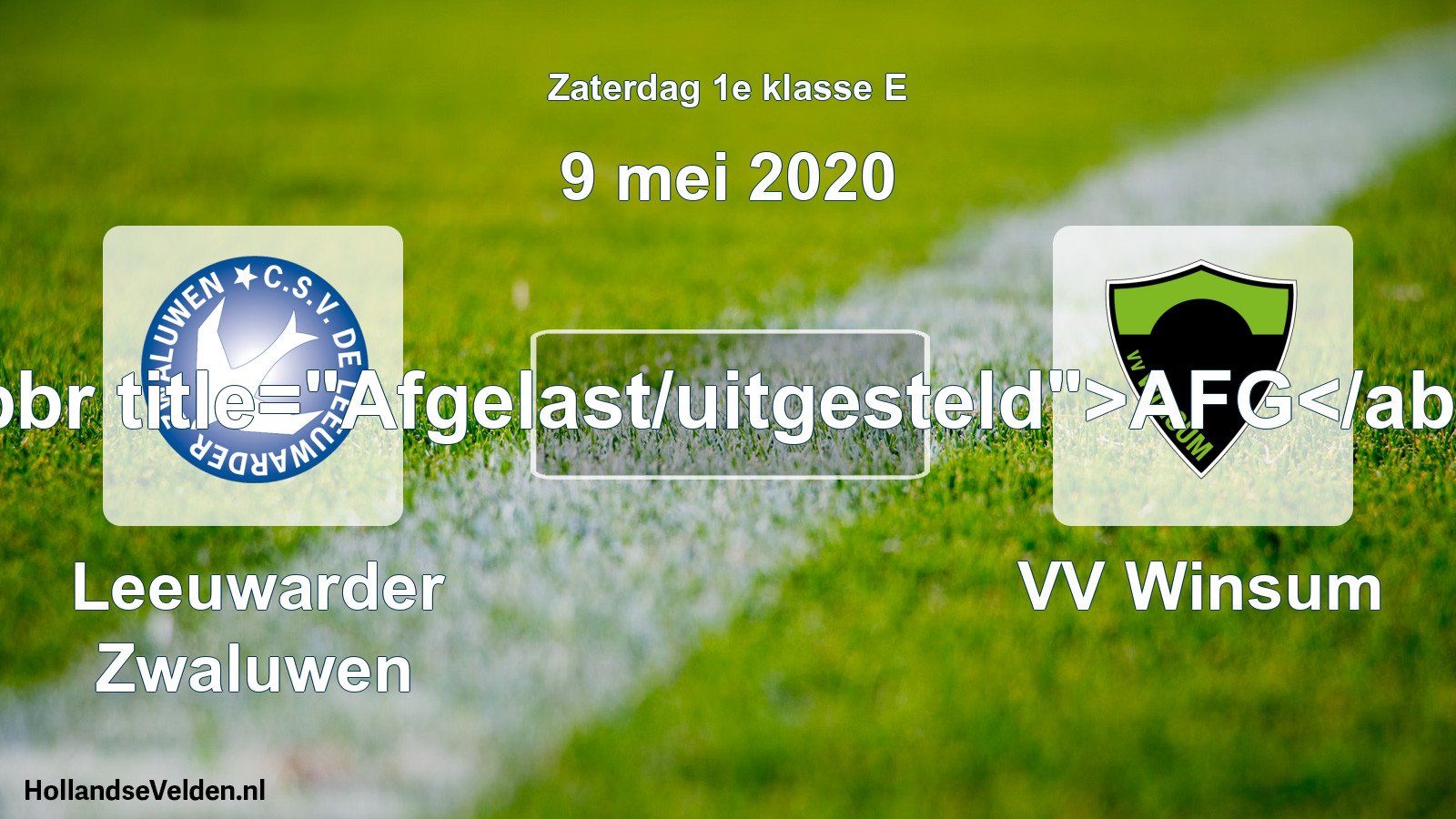 Scheduled Match: Leeuwarder Zwaluwen - VV Winsum (9 May 2020)