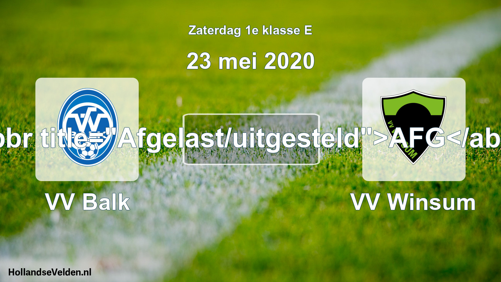 Scheduled Match: VV Balk - VV Winsum (23 May 2020)