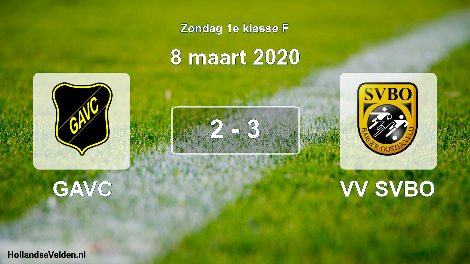 Total number of matches played: GAVC - VV SVBO 2 - 3 (8 March 2020)