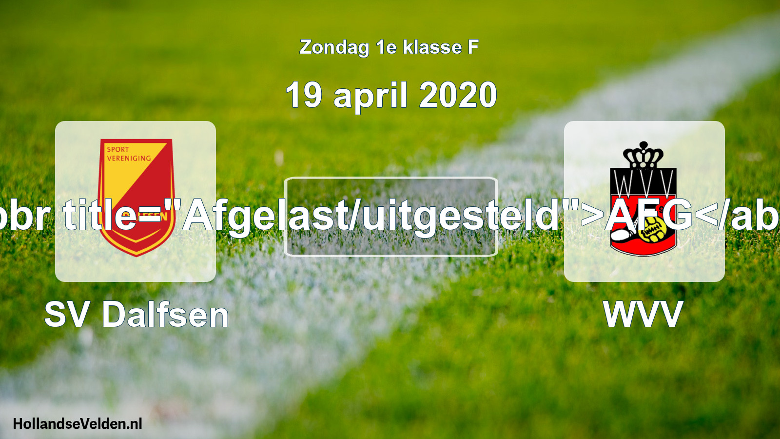 Scheduled Match: SV Dalfsen - WVV (19 April 2020)