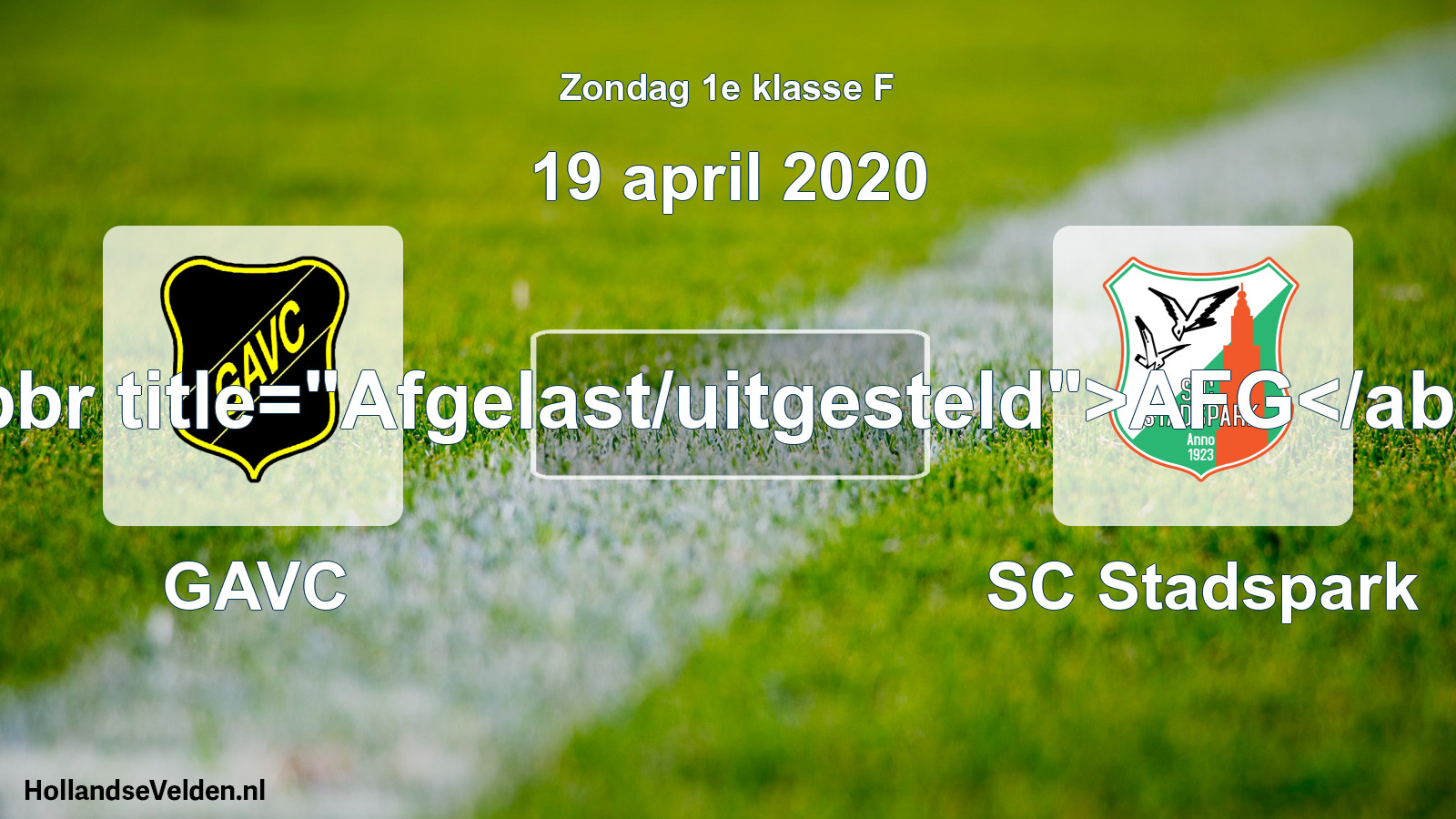Scheduled Match: GAVC - SC Stadspark (19 April 2020)