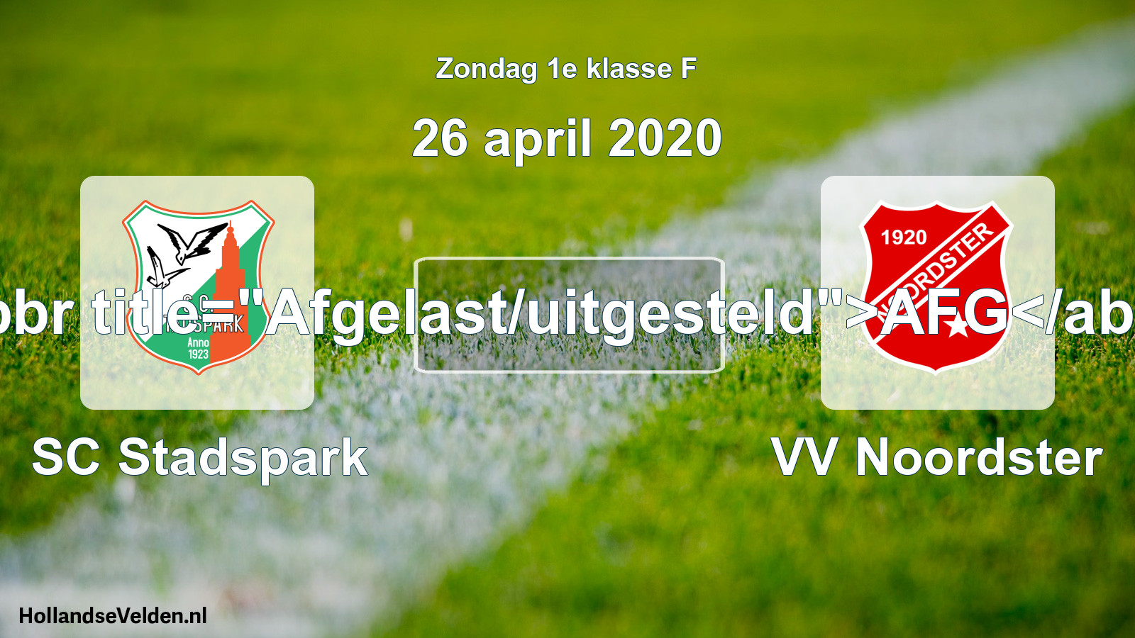 Scheduled Match: SC Stadspark - VV Noordster (26 April 2020)