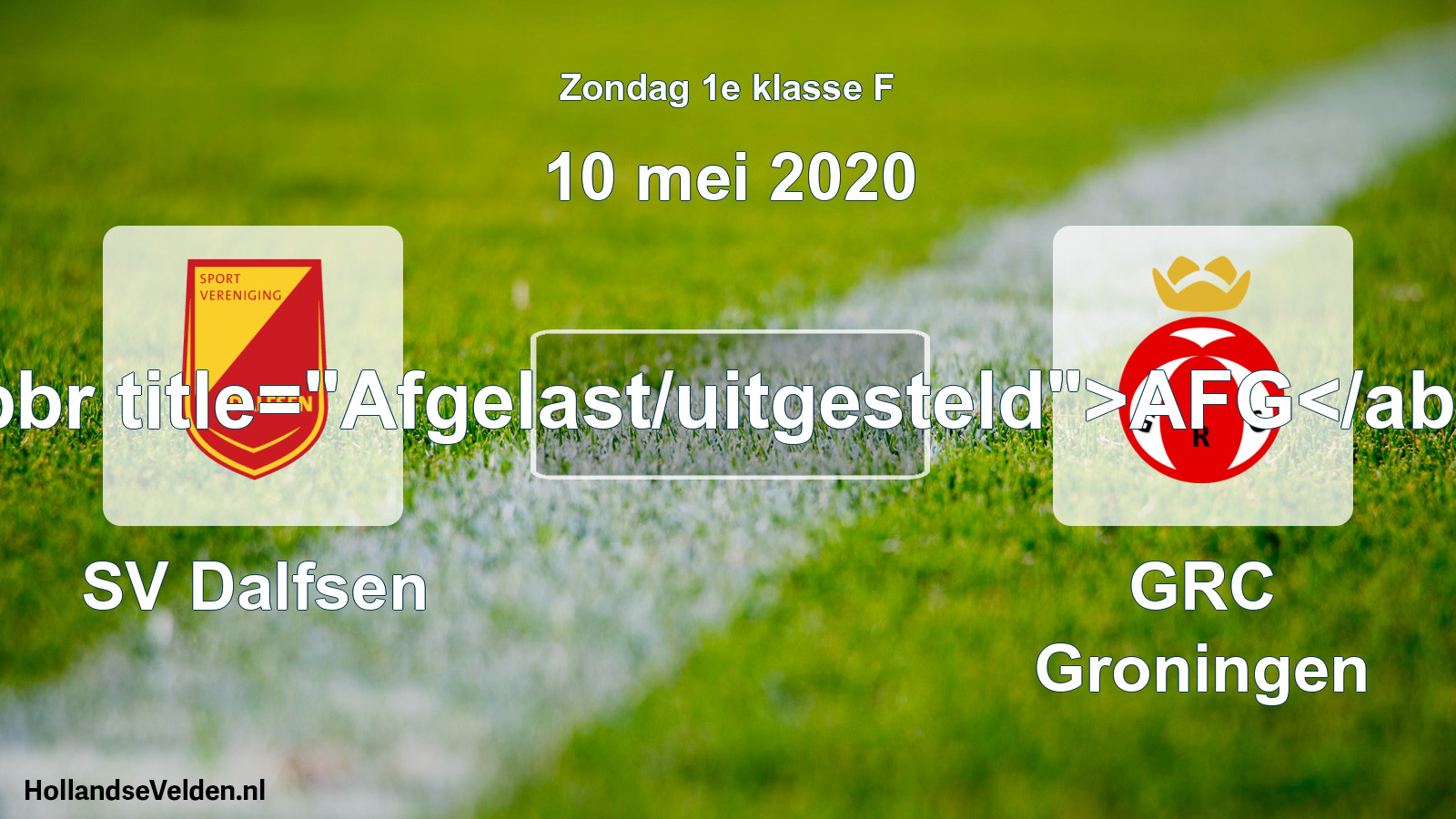 Scheduled Match: SV Dalfsen - GRC Groningen (10 May 2020)