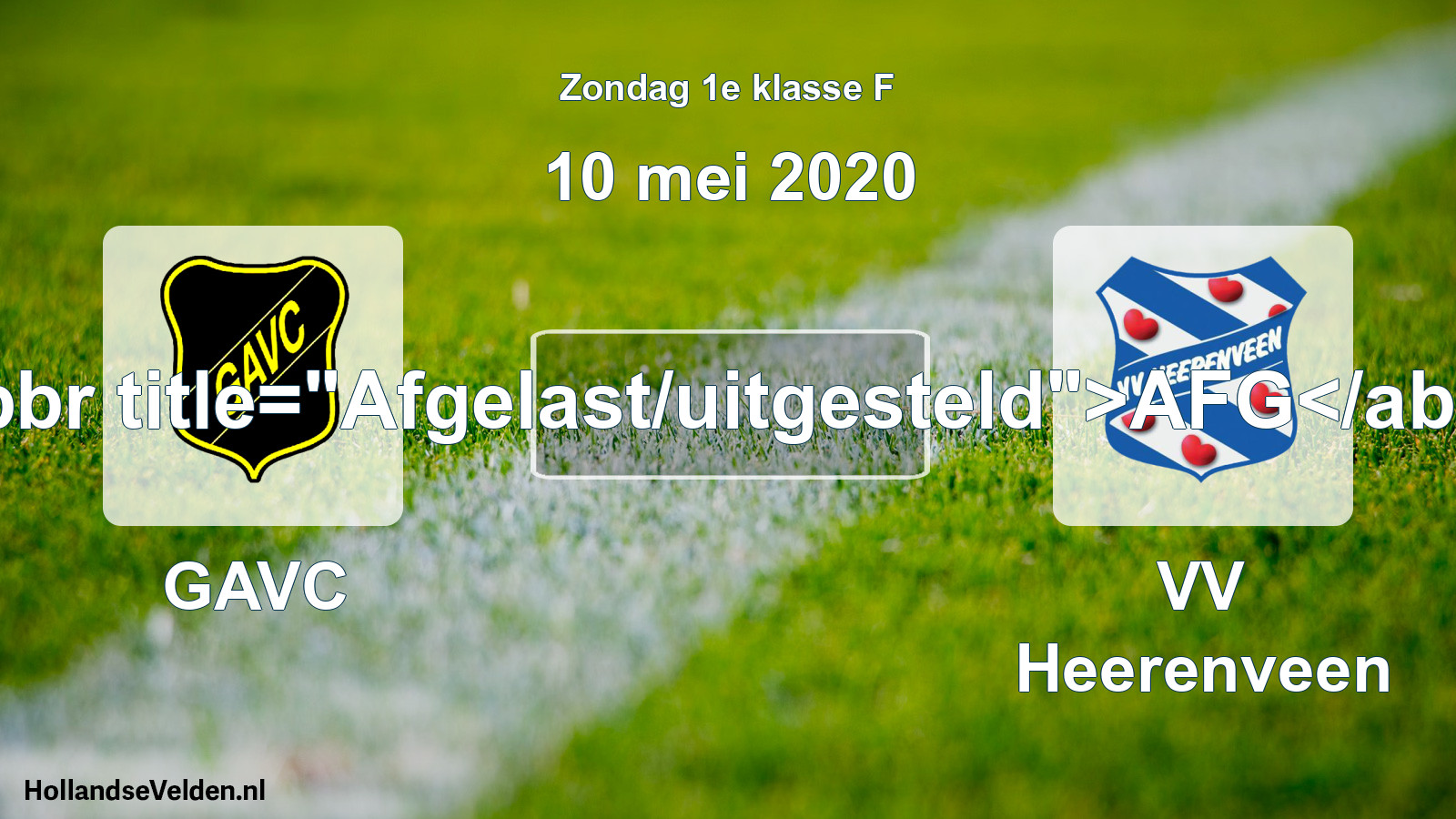 Scheduled Match: GAVC - VV Heerenveen (10 May 2020)