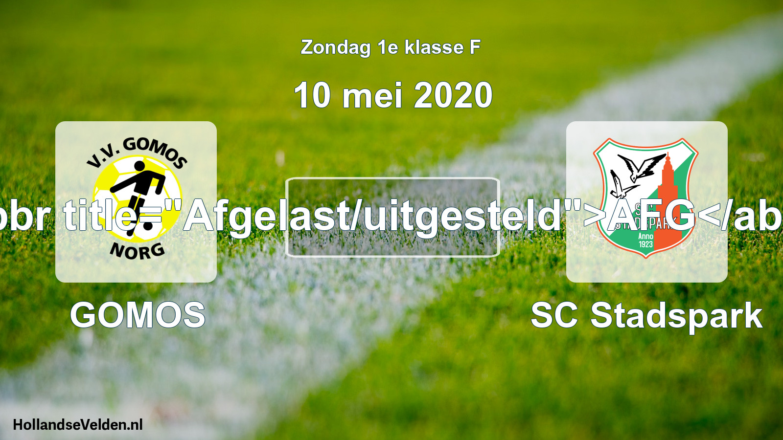 Scheduled Match: GOMOS - SC Stadspark (10 May 2020)