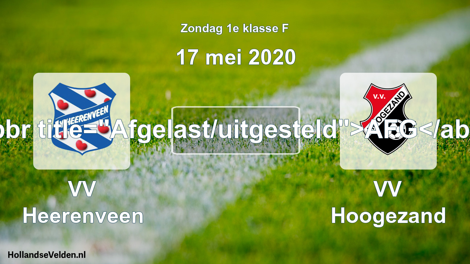 Scheduled Match: VV Heerenveen - VV Hoogezand (17 May 2020)