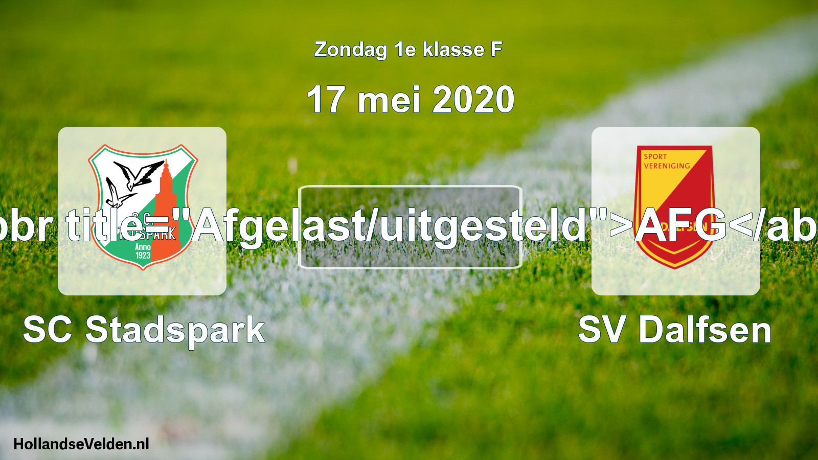 Scheduled Match: SC Stadspark - SV Dalfsen (17 May 2020)