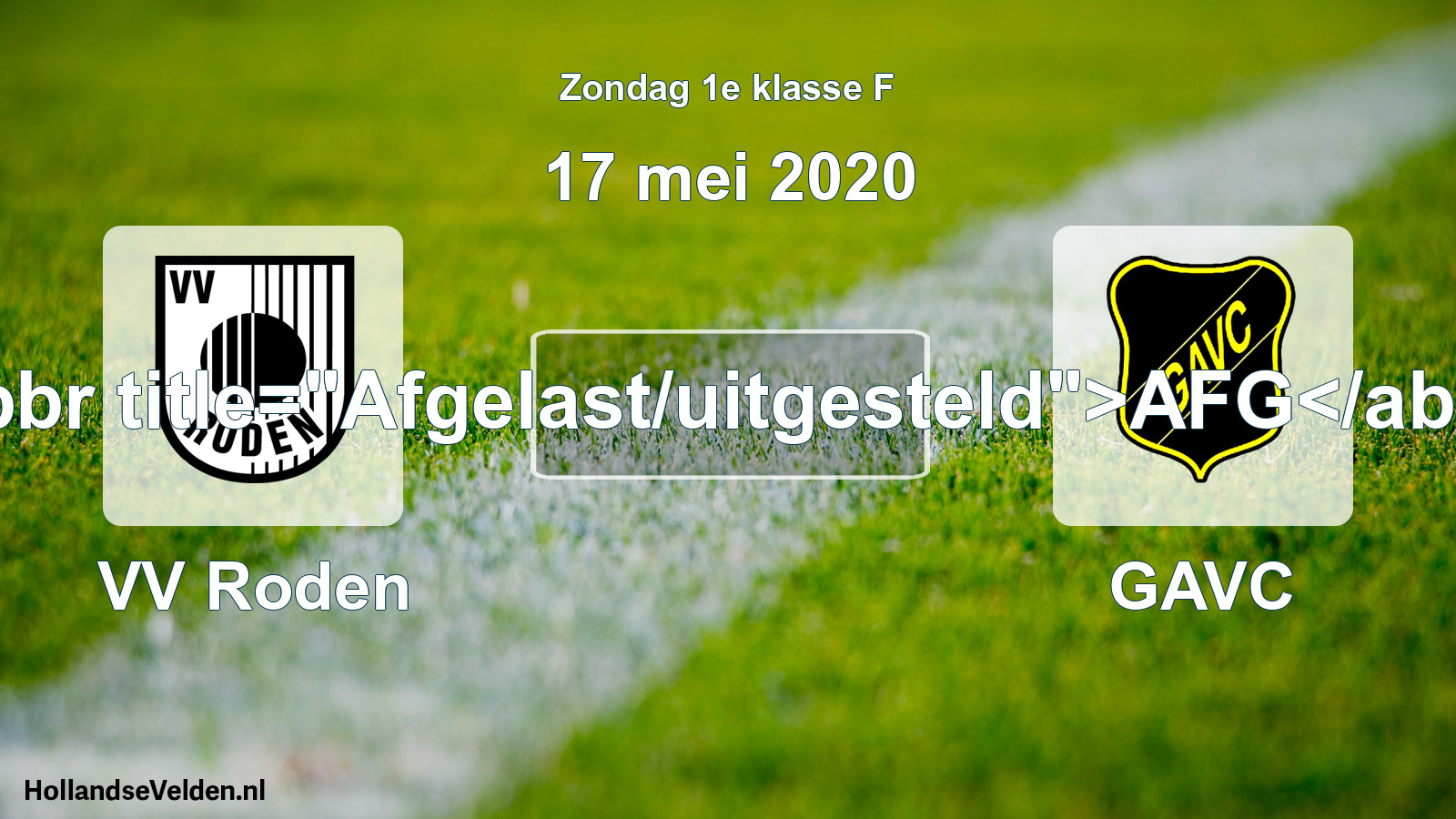 Scheduled Match: VV Roden - GAVC (17 May 2020)