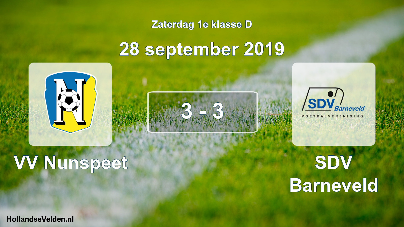 Total number of matches played: VV Nunspeet - SDV Barneveld 3 - 3 (28 September 2019)