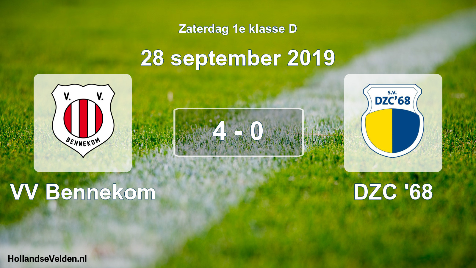 Total number of matches played: VV Bennekom - DZC '68 4 - 0 (28 September 2019)