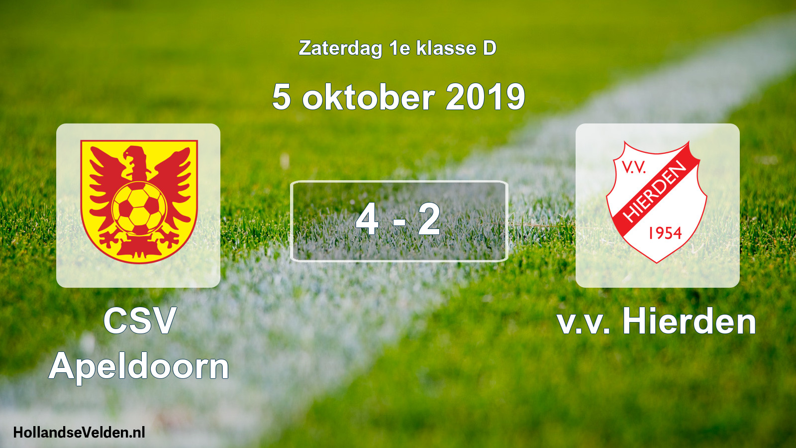 Total number of matches played: CSV Apeldoorn - v.v. Hierden 4 - 2 (5 October 2019)