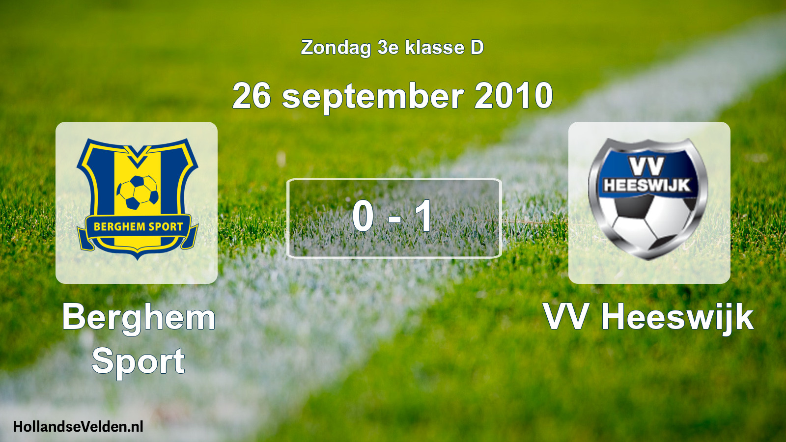Total number of matches played: Berghem Sport - VV Heeswijk 0 - 1 (26 September 2010)