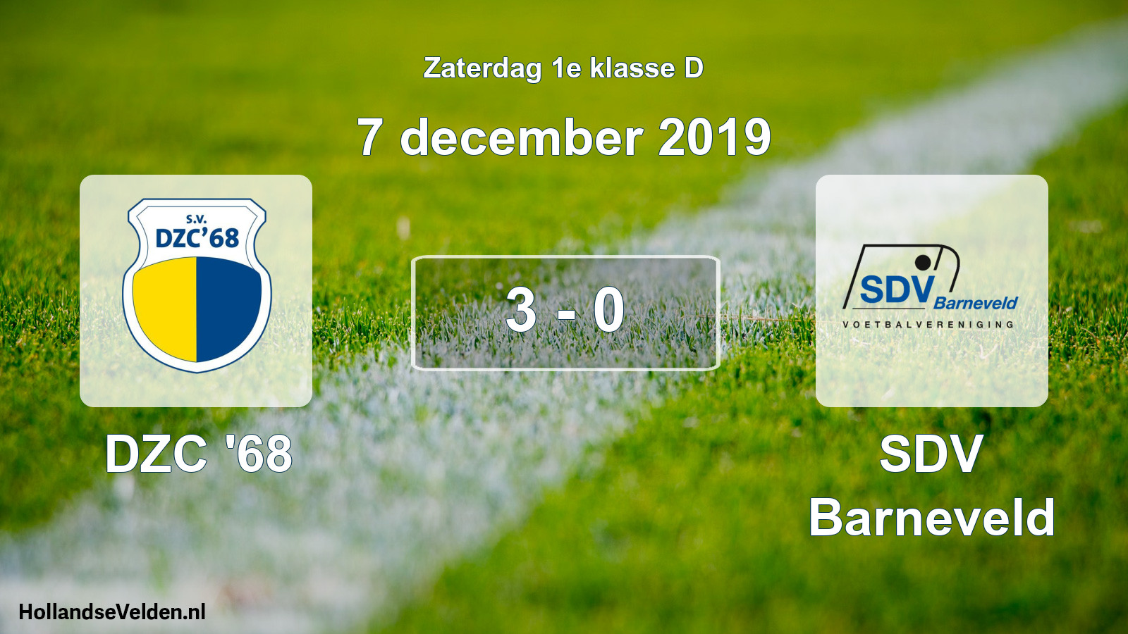 Total number of matches played: DZC '68 - SDV Barneveld 3 - 0 (7 December 2019)