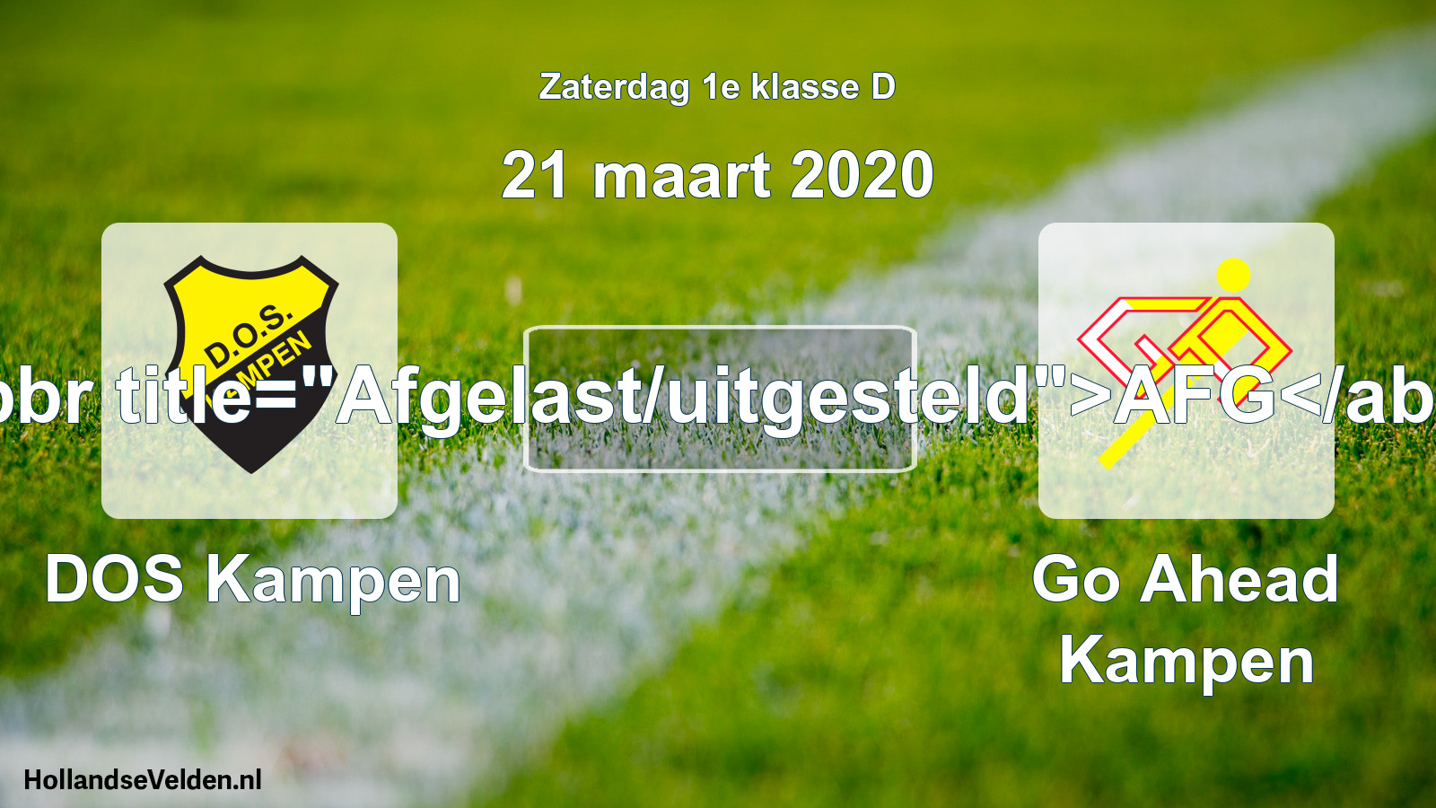Scheduled Match: DOS Kampen - Go Ahead Kampen (21 March 2020)