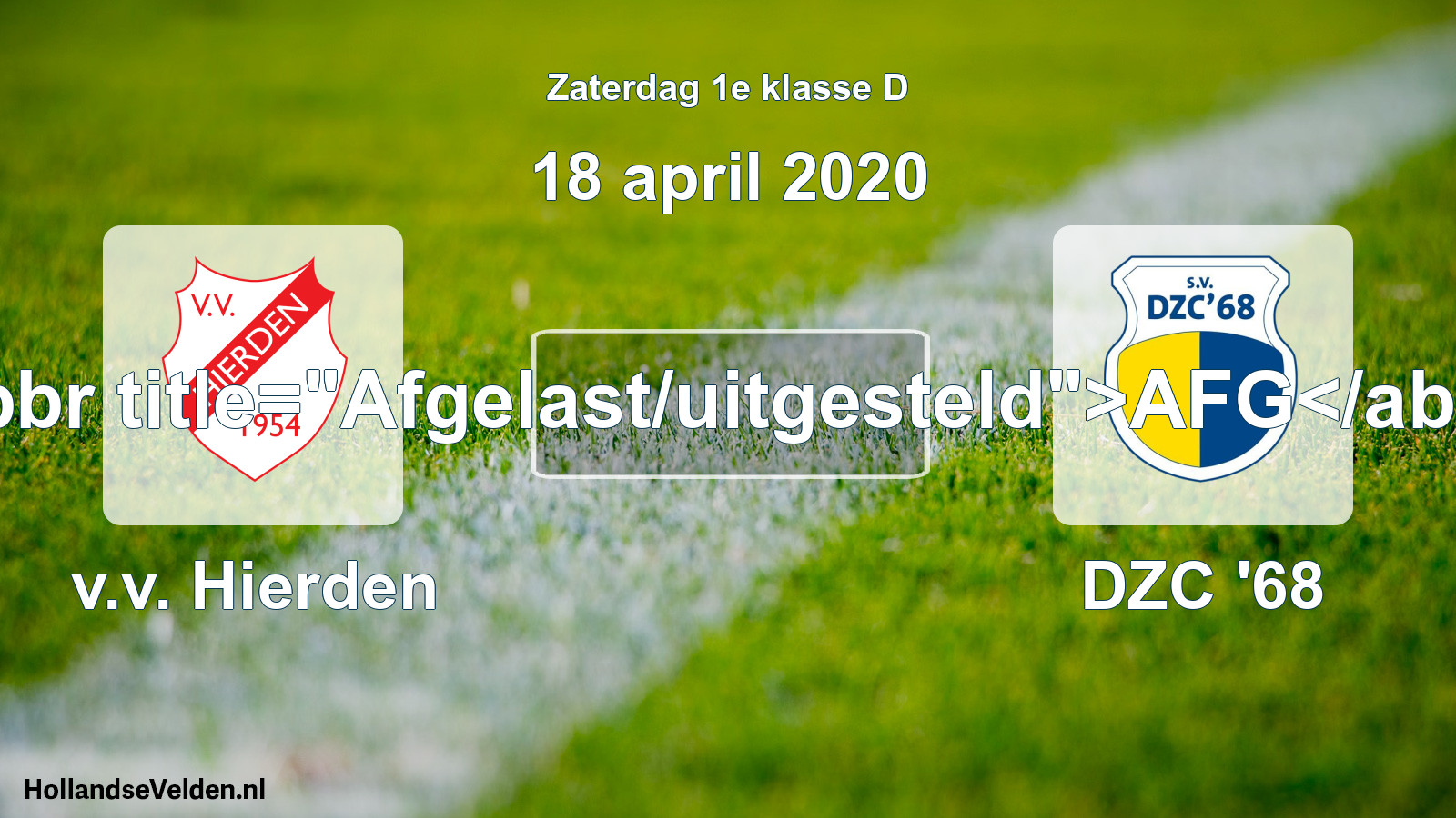 Scheduled Match: v.v. Hierden - DZC '68 (18 April 2020)
