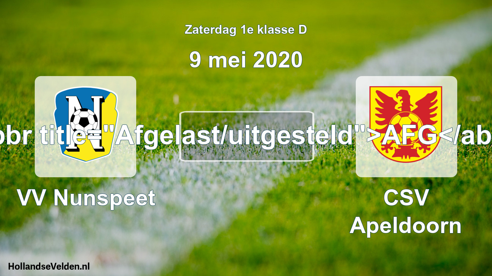 Scheduled Match: VV Nunspeet - CSV Apeldoorn (9 May 2020)