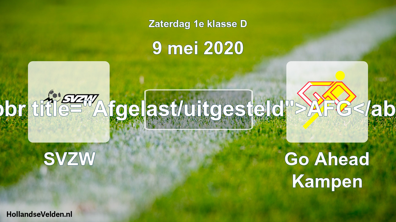 Scheduled Match: SVZW - Go Ahead Kampen (9 May 2020)