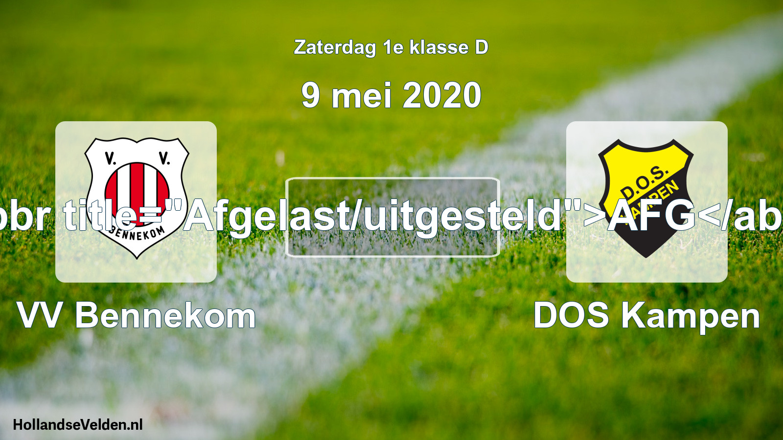 Scheduled Match: VV Bennekom - DOS Kampen (9 May 2020)