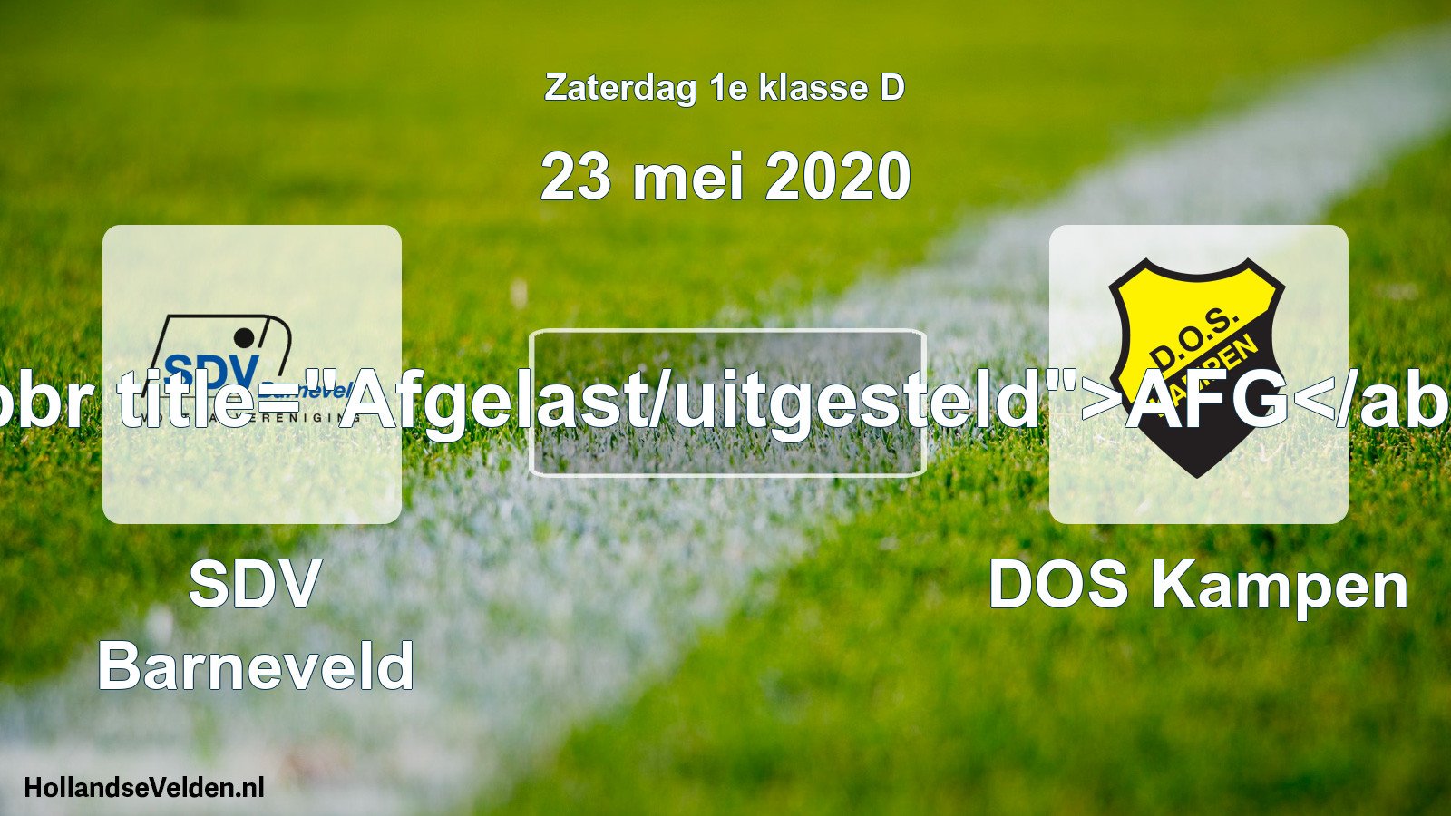 Scheduled Match: SDV Barneveld - DOS Kampen (23 May 2020)