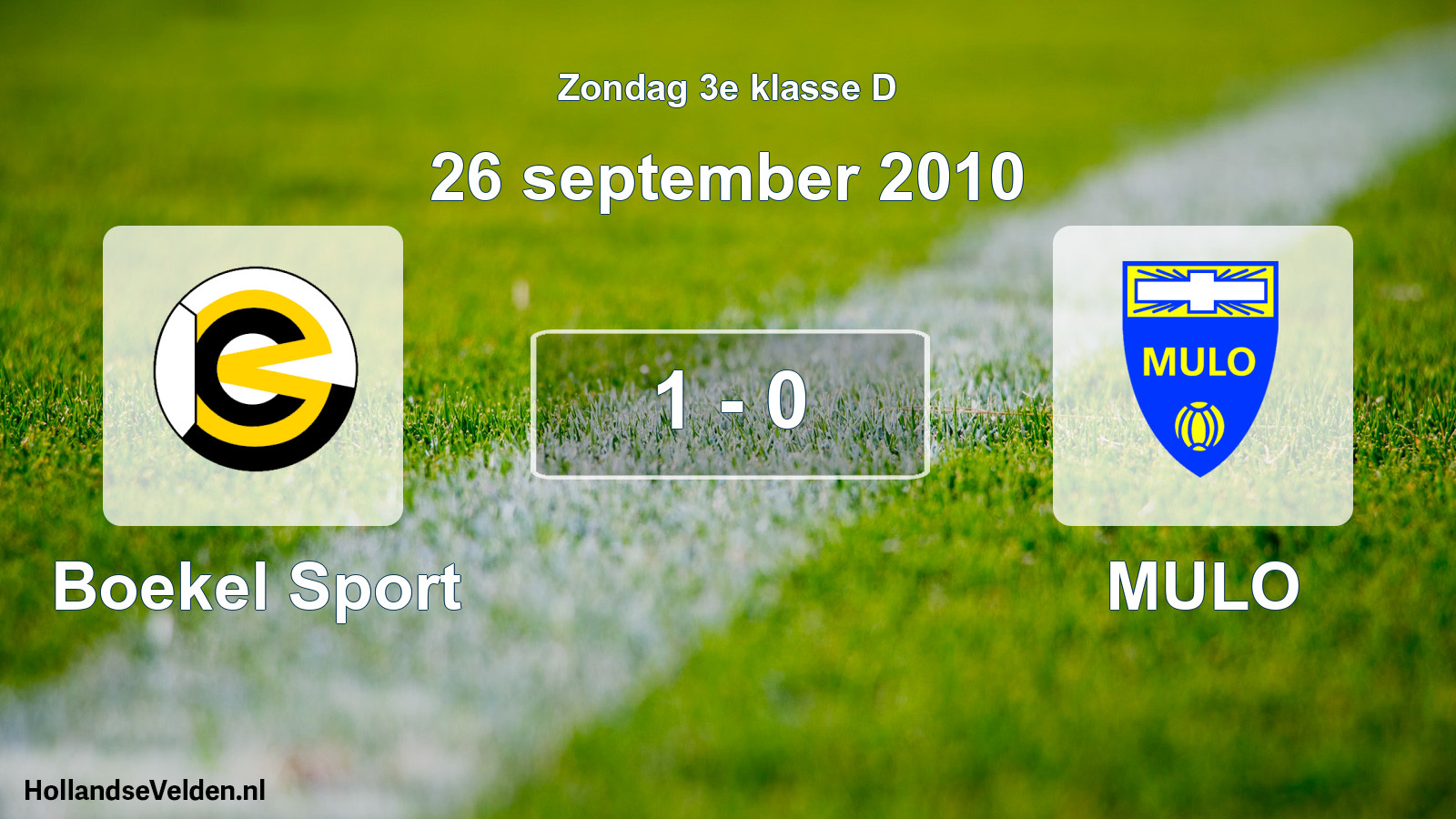 Total number of matches played: Boekel Sport - MULO 1 - 0 (26 September 2010)
