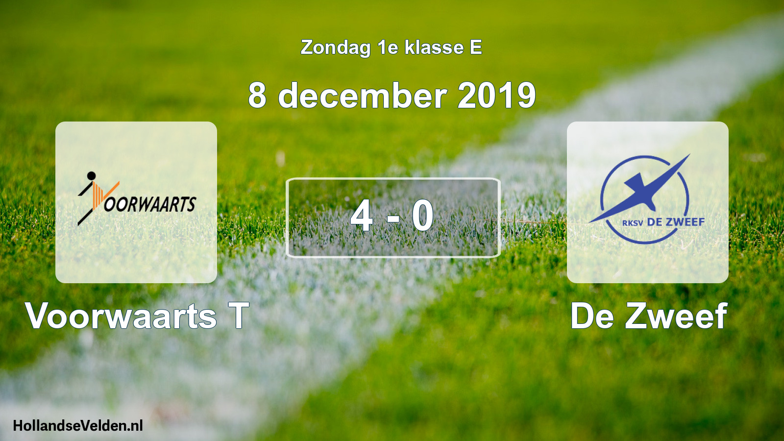 Total number of matches played: Voorwaarts T - De Zweef 4 - 0 (8 December 2019)