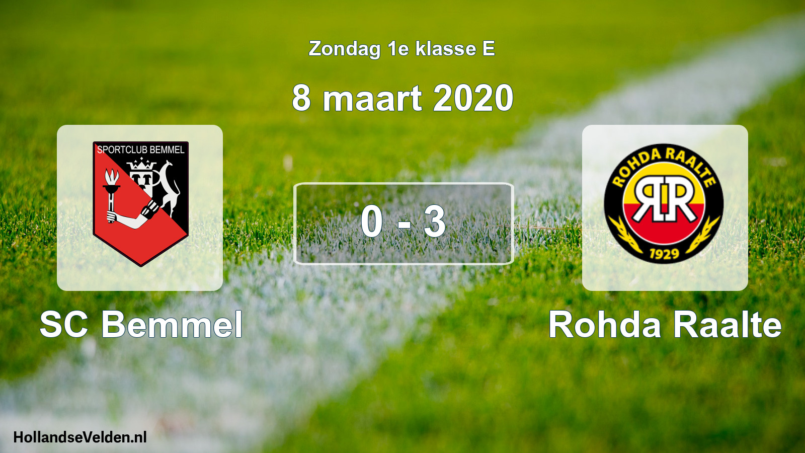 Total number of matches played: SC Bemmel - Rohda Raalte 0 - 3 (8 March 2020)