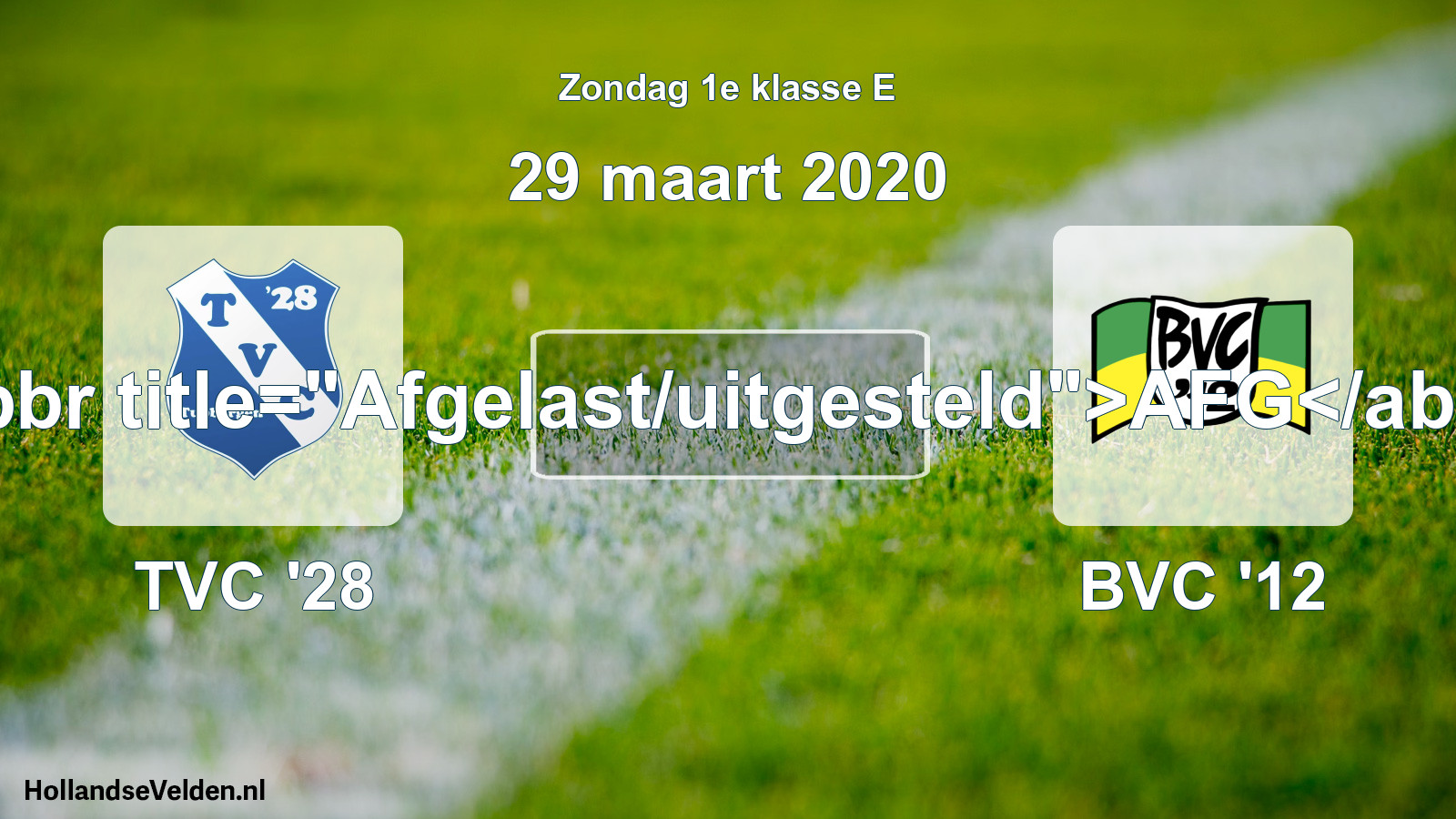 Scheduled Match: TVC '28 - BVC '12 (29 March 2020)