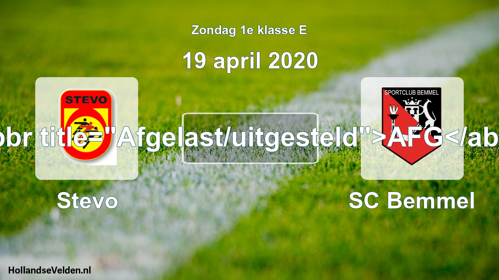 Scheduled Match: Stevo - SC Bemmel (19 April 2020)