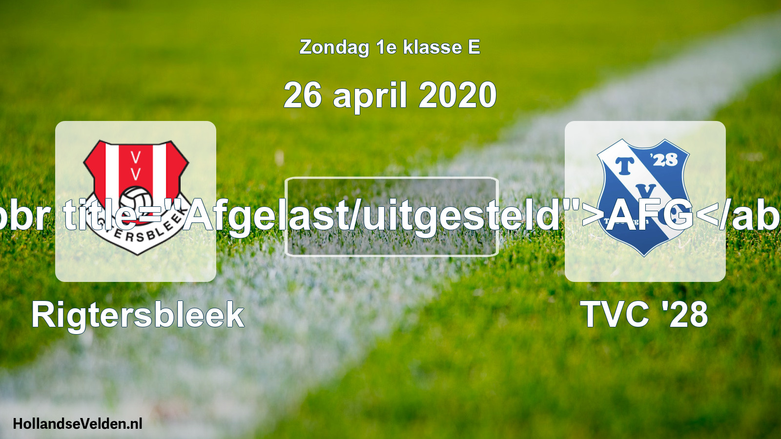 Scheduled Match: Rigtersbleek - TVC '28 (26 April 2020)