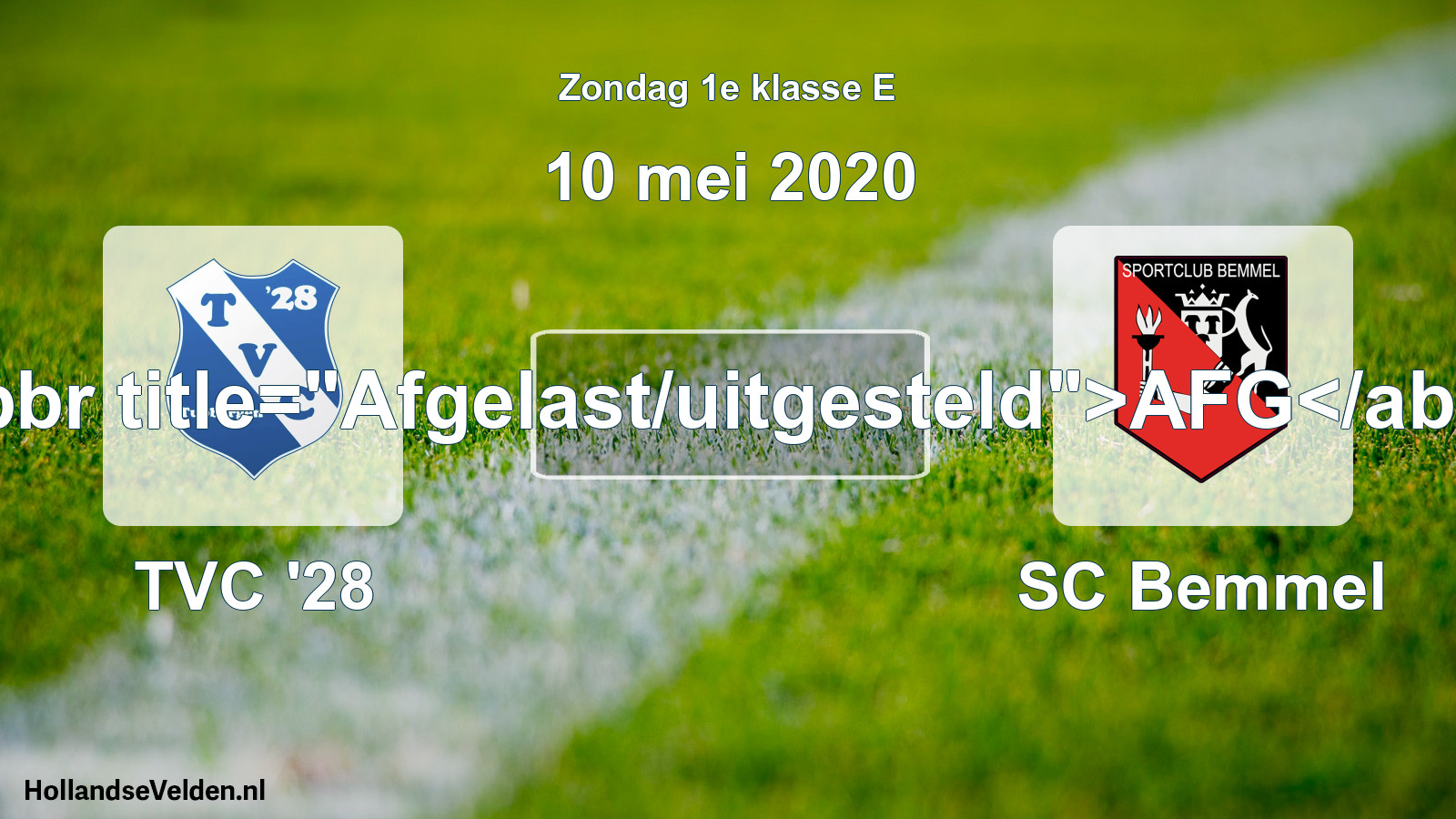 Scheduled Match: TVC '28 - SC Bemmel (10 May 2020)